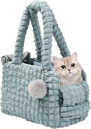 Трансформер-переноска для котів та цуценят, м'яка, зелена, з плюшевою іграшкою та вентиляцією