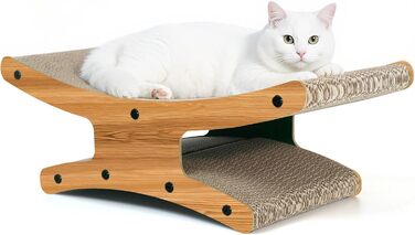 Кігтеточка для котів з будиночком - XL, двостороння картонна кігтеточка 56x26x20см - стабільне ліжко, місце для відпочинку та іграшка-м'ячик з дерева