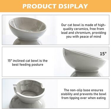 Підвищені годівниці для котів 2 шт. - керамічні миски для корму з захистом від перекидання, білі та сірі