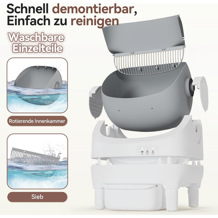 Автоматичний лоток для котів TRIUMPHKEY, XXL, з керуванням через додаток, самоочисний, для великих котів до 15 кг, 15 днів без очищення, підходить для кількох котів