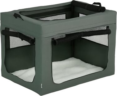 Транспортна сумка для тварин PawHut, складна, сіра та чорна, 90 x 63 x 63 см