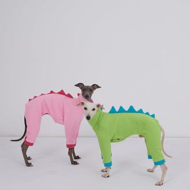 Комбінезон для італійських грейхаундів та віппетів: м'який костюм динозавра з коміром-стійкою, теплий повсякденний комбінезон для собак (Рожевий, Зелений, XL)