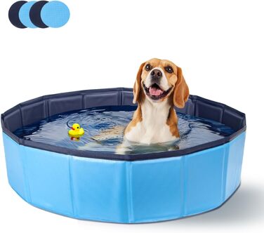 Басейн для собак Nobleza - басейн-плавальний басейн для великих і малих собак, котів, 80*20 см та 120*30 см, блакитний та жовтий