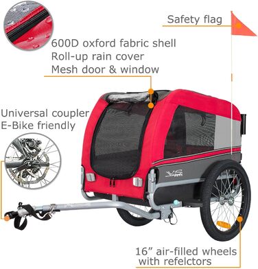 Універсальний візок-перевозник для собак Tiggo VS Pets Medium: 2-в-1 (велосипедний, буксирний)