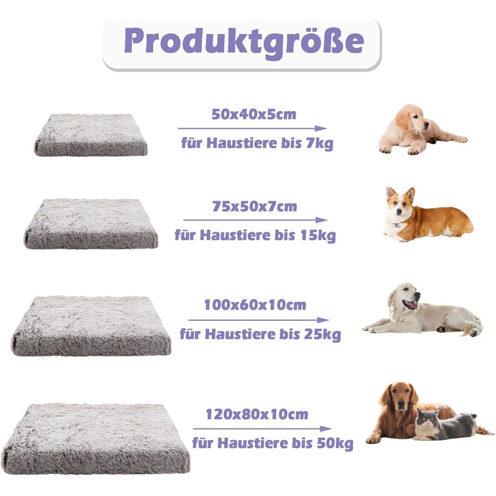 М'яке ортопедичне ліжко для собак та котів, 100x60x10 см, хакі