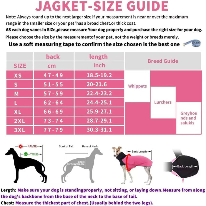 Водонепроникний зимовий одяг для Whippet (Saukis) – рожевий, XS