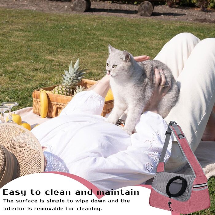 Сумка-переноска для тварин: для котів та собак, рожево-сіра-блакитна, 36x21x19 см