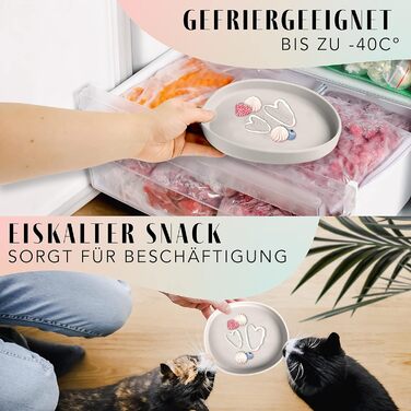 Миска для котів [Колекція Nala] - Плоска миска для їжі | Широка силіконова миска | Миска для котів | Силіконова тарілка для котячого корму (сірий камінь)