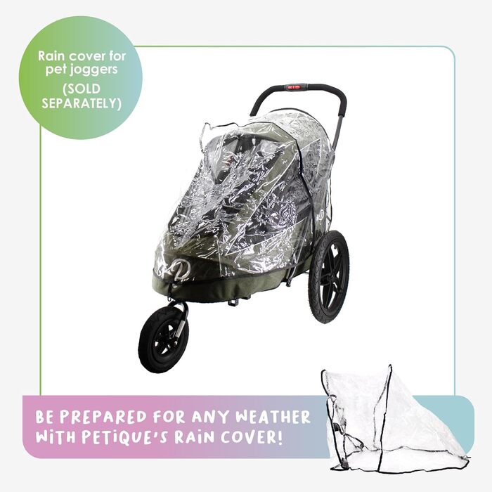 Petique Breeze - візок для собак великих порід, чорний, з повітряними колесами, трансформується у велопричіп, 1 шт.