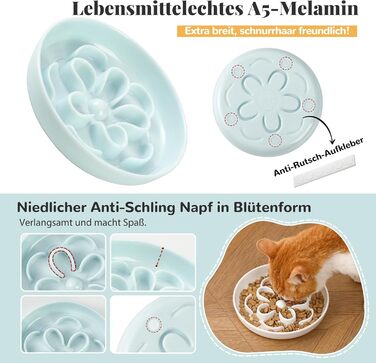 Набір мисок протиковтання для котів та маленьких собак 3 шт. - Миски з лабіринтною конструкцією, зелені, блакитні, рожеві