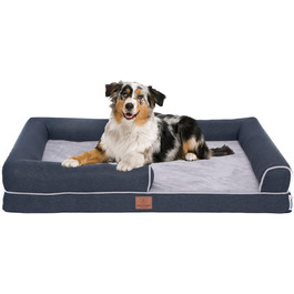 Ортопедичне лежанка для собак Преміум з піною Memory Foam, лежанка-софа для собак, м'яке собаче ліжко, знімний та пральний чохол, 71 x 60 x 16 см, світло-сірий (XL)