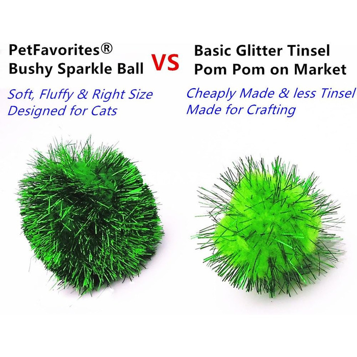 Інтерактивні іграшкові м'ячики PETFAVORITES Sparkle Ball для котів, 12 шт, блискучі помпони для кошенят