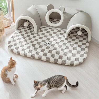 Туннель для котів Origintek, іграшка-будиночок з плюшу, XL 85x70 см, сірий