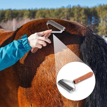 Гребінець для вичісування шерсті тварин Abbylike з 27 нержавіючих лез та дерев'яною ручкою, для собак, котів, всіх типів шерсті