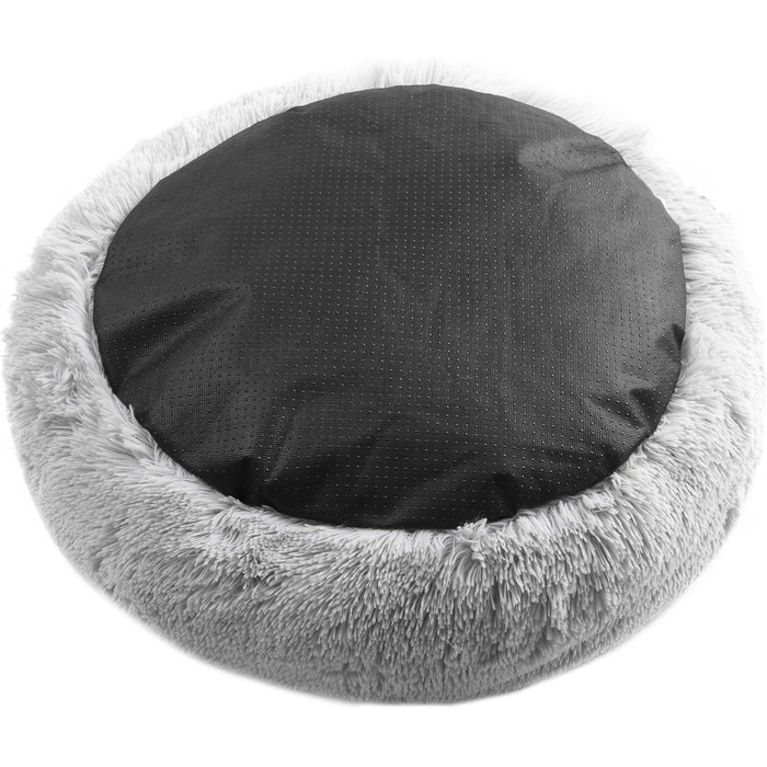 Кругле лежанка для собак та котів Juicy Couture Devon, штучне хутро, велика, Taupe (сіра), 61x61x20 см