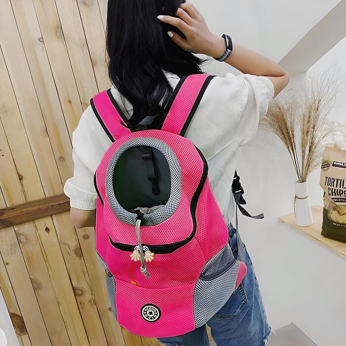 Рюкзак-переноска для собак і котів до 10 кг, рожевий: зручний для подорожей, прогулянок та хандерінгу