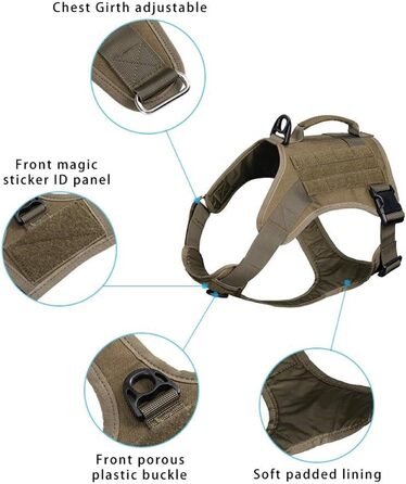 Тактична шлея для собак EXCELLENT ELITE SPANKER Ranger Green L, регульована, з ручкою, військова, для малих, середніх і великих собак