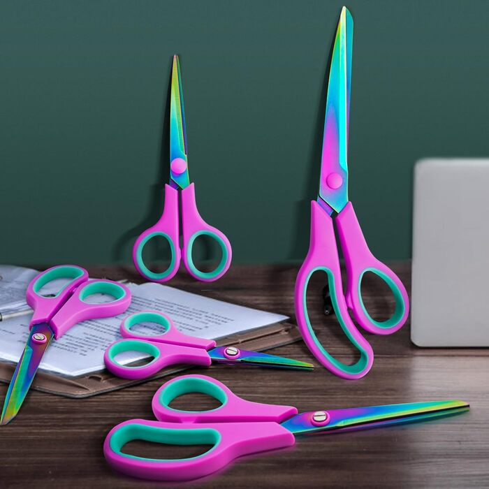 Набір ножиць CCR: 5 шт., нержавіюча сталь з титановим покриттям, зручна ручка, для дому, офісу та школи