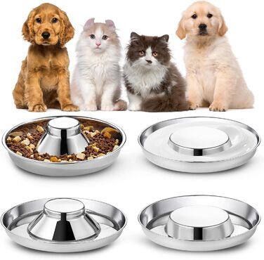 Набір з 4 мисок для собак Surmounty: миски для корму та води з нержавіючої сталі, для середніх та великих собак, годівниця для собак, котів та інших домашніх тварин