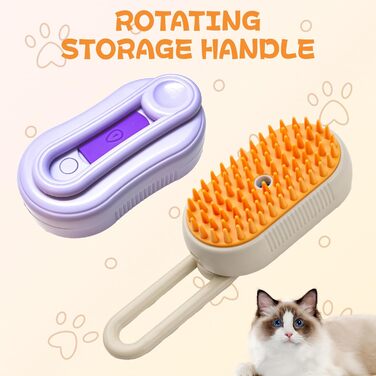 Парова щітка для котів Katzen, 2025 гребінець з розпилювачем, 3-в-1, самоочисна щітка для шерсті котів, домашніх тварин, собак, акумуляторна щітка для шерсті котів