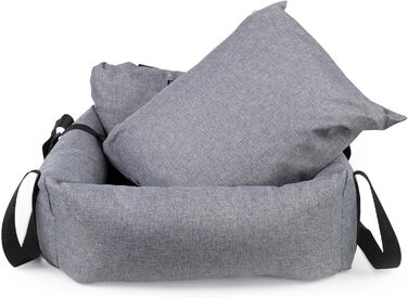 Автомобільний лежак для собак та котів | Лежак на заднє сидіння, переднє сидіння | Універсальний, миючий, сірий | Поліестер, 55 x 65 см