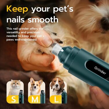 Електричний точило для кігтів домашніх тварин Mcbazel для котів та собак, тихий точило для собак з LED-підсвіткою, регульований з 5 швидкостями, точило для кігтів, алмазна шліфувальна диска