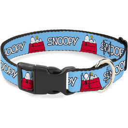 Нашийник для собак Peanuts Snoopy та Woodstock з блакитною пластиковою пряжкою, 17.8-21.6 см, ширина 1.3 см
