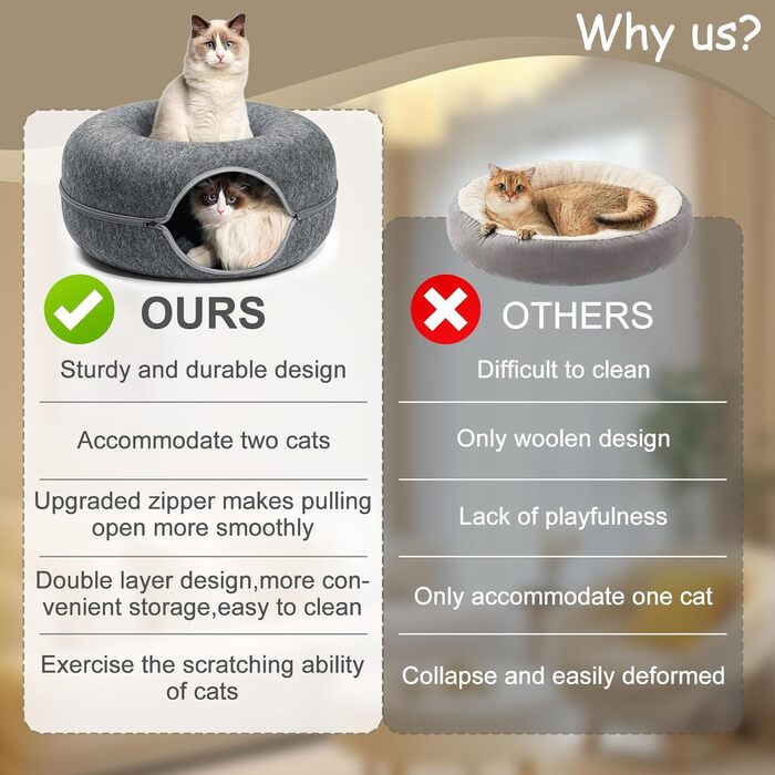 Туннель для котів KunpengZen, філцевий, з шурхотливим елементом, 50 см, темно-сірий. Підходить для котів, кроликів, цуценят до 4 кг