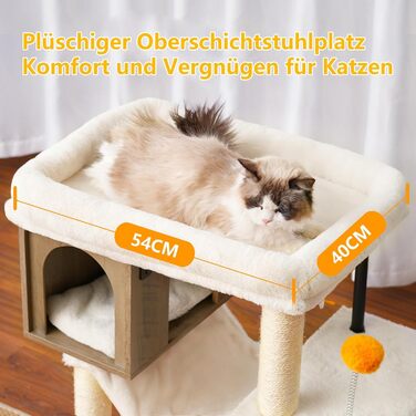 Котячий будиночок з дряпалкою Heybly HCT017WB (Rustic Gray) - велика платформа 54x40 см, висота 57.5 см