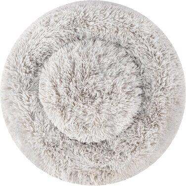 Кругле ліжко для собак та котів, діаметр 60 см, сірого кольору, м'яке, пухнасте, кошик для собак маленьких та середніх порід