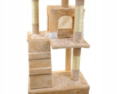 Високий кігтеточка-комплекс Funfit Home&Office, бежевий сизаль, 161-220 см, 5 рівнів