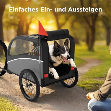 Фаркоп для велосипеда з собакою - Складаний фаркоп для велосипеда для собак до 40 кг, з відбивачами, водовідштовхувальний, сумісний з електровелосипедами, чорно-сірий