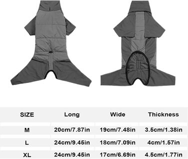 Зимовий одяг для собак: теплий, вітронепроникний зимовий одяг з коміром для малих, середніх та великих собак. Ідеально для прогулянок, походів та кемпінгу. Колір: сірий, розмір L