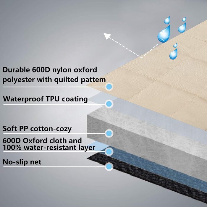 Захисний чохол на сидіння автомобіля для собак Deluxe – водовідштовхуючий, довговічний, стійкий до нагрівання, антиковзкий, 49' x 56', бежевий