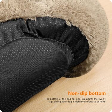 Ортопедичне ліжко для собак, круглий лежак, софа для собак та котів, донат, м'який кошик для собак, прання, 100 см Ø, верблюжий колір, L 100 x W 100 x H 20 см, верблюжий колір