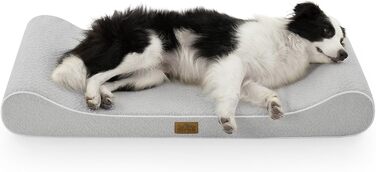 Ортопедичне собаче ліжко для великих собак, 114x76x15 см, знімний чохол, підвищений борт. Водонепроникна, антиковзаюча, стійка до деформації собача лежанка у формі човна, сірого кольору, L (114x76x15 см)
