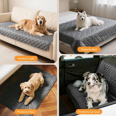 Водонепроникний коврик для собак Nobleza 208x157 см, захист дивану, неслизький, легко миється. Миючий коврик для собак, коврик для собак у дорогу, сірий