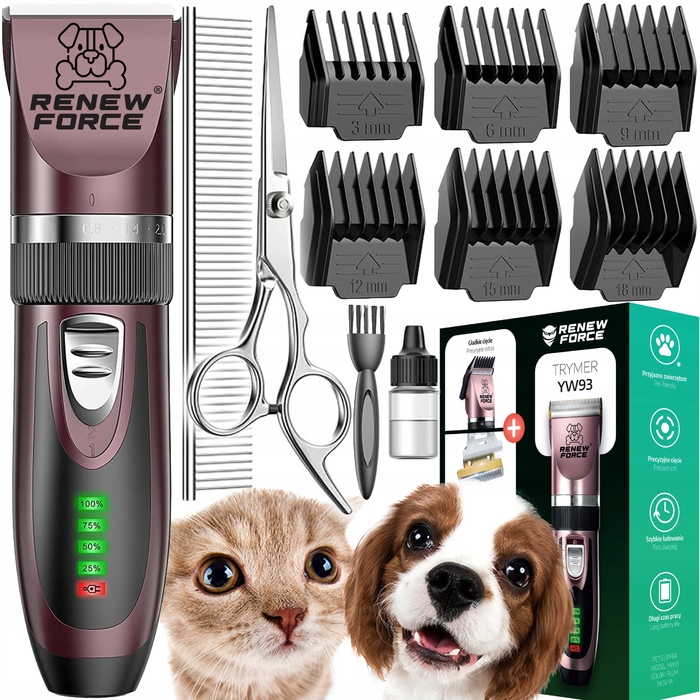 Професійна потужна та тиха машинка для стрижки собак, котів та інших домашніх тварин