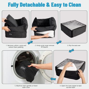 Автокрісло для собак EASTBLUE: комфортне та безпечне автоліжко для собак малого та середнього розміру (до 15,9 кг), чорного кольору, середнього розміру