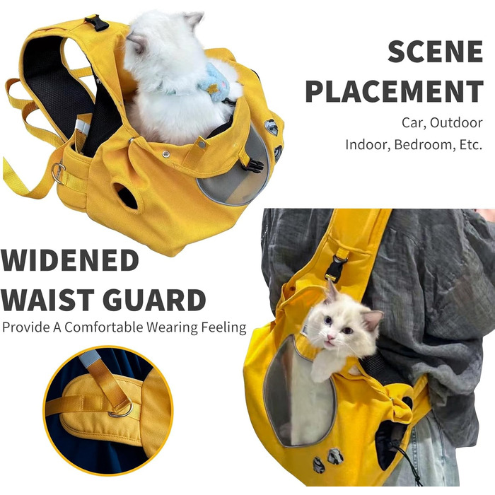 PETCUTE Сумка-переноска для собак і цуценят, жовта, регульована, дихаюча, для прогулянок та активностей на відкритому повітрі