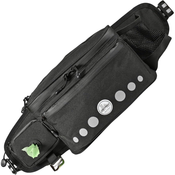 Водонепроникна сумка-лейкос для собак, поясна сумка для дресирування, сумка для прогулянок з тримачем для пляшки, сумка для корму з дозатором для відходів (чорна)