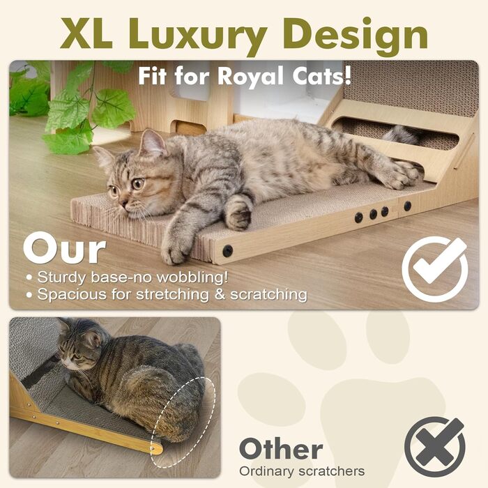 Котячий когтетоп з картону Mora Pets: великий, L-подібний, з іграшкою, 59 см