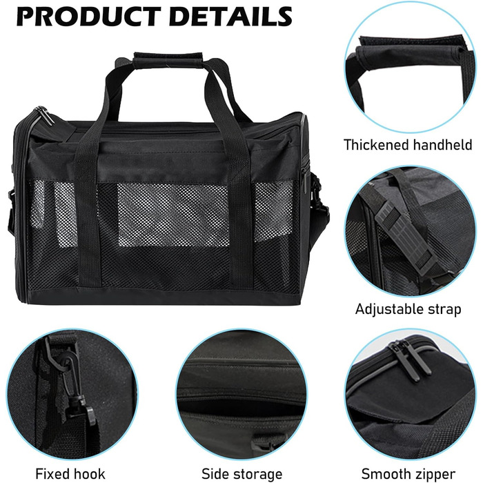 Транспортний бокс для котів та собак BYZESTY, складаний, з мискою, 42 x 27 x 28 см