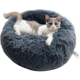 Квіткове ліжко для котів Queta: м'яке, зручне ліжко для котів та маленьких собак (50 см, сірий)