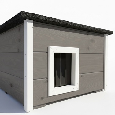 Будник для котів Pethouse утеплений, дерев'яний, сірий, 48x66,5x40 см