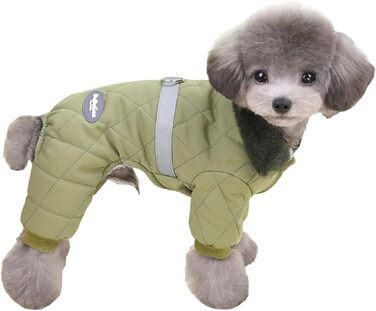 Зимовий теплий комбінезон для собак з D-подібним кільцем - Чихуахуа, Шнауцер, Пудель, Шиба Іну (Хакі, L)