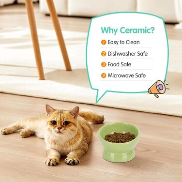 Керамічні годівниці для котів Nobleza (2 шт) з нахилом 15°, анти-блювотні, для корму та води, підходять для котів та маленьких собак, білий колір