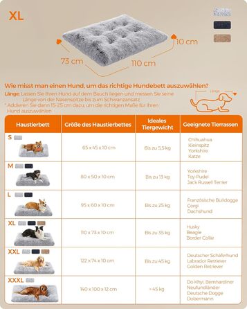 Ліжко для собак Feandrea, м'яка подушка, пухнасте покриття, 110 x 73 см, м'яка підкладка, можна прати, багатофункціональне, Ombré-Сірий PGW203G01 L 110 x B 73 x H 10 см