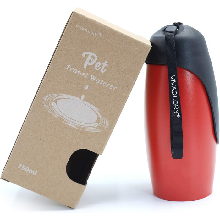 Фляга для води для собак VIVAGLORY Pawhike, 750 мл, нержавіюча сталь, портативна