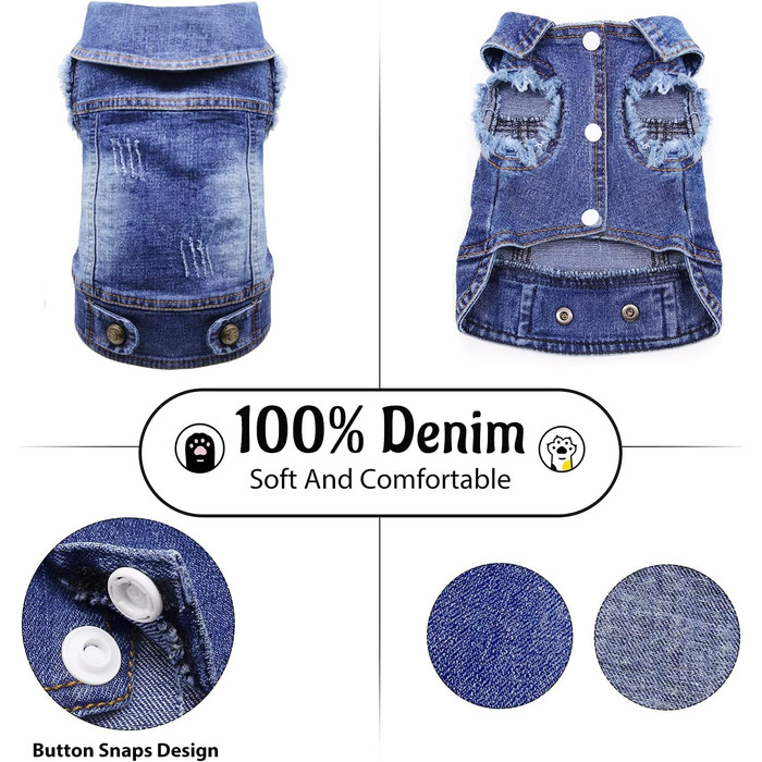 Комбінезон для собак та котів SILD Cool Vintag Washd Dnim Jack Jumpsuit, блакитний, 6 стилів, XS-XXL